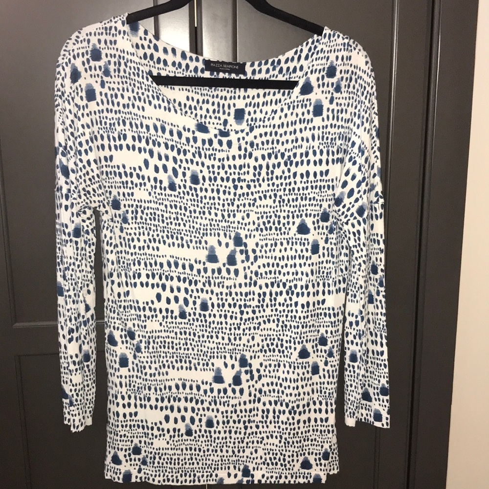 Piazza Sempione blue and white long sleeve top